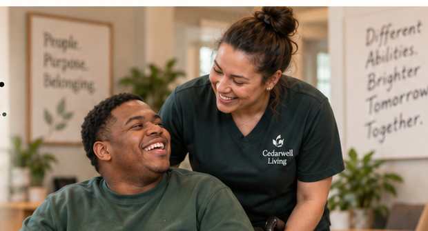 Illustrative photo of a smiling man and an attentive woman connecting in a welcoming home